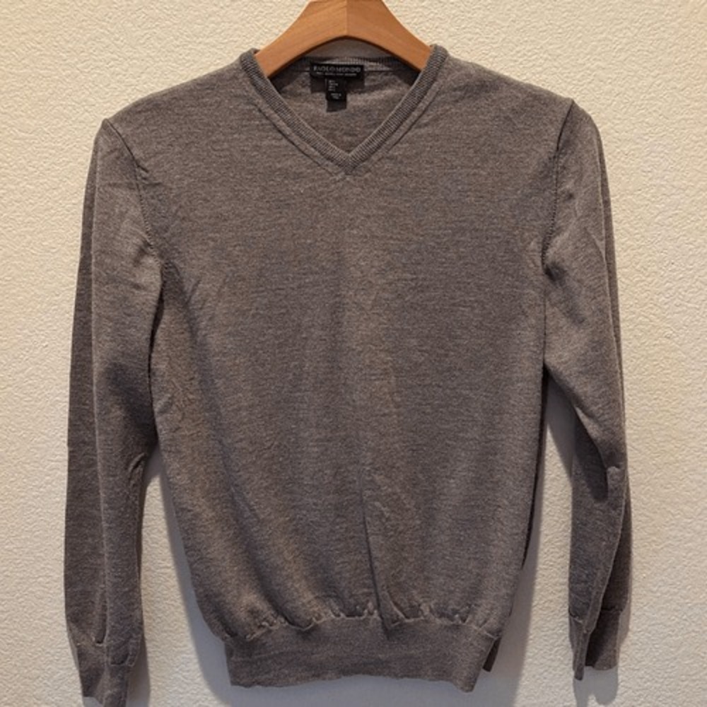 Merino Virgin Wool Sweater Paolo Mondo Italy Mens Large quiet luxury brown